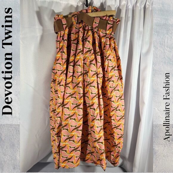 DEVOTION TWINS KOTRONAS MIDI SKIRT IN PINK COMBO MEDIUM & LARGE NWT - Picture 4 of 8